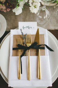 gold cutlery place settings