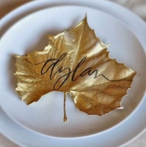 leaf place card place settings